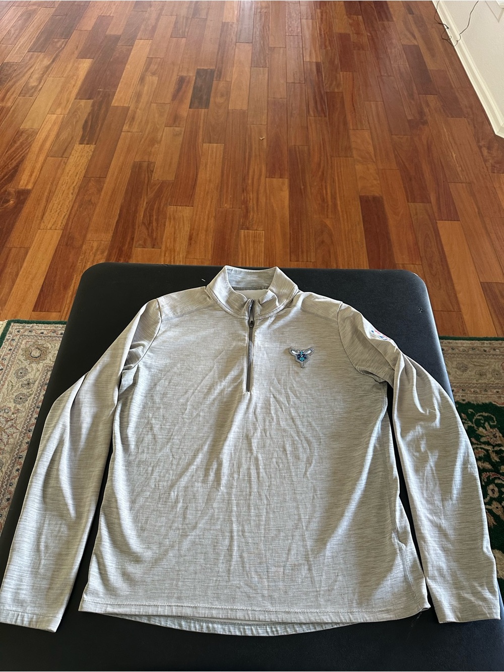 Nike Jordan NBA Hornets Men's Heather Gray Quarter-Zip Performance Shirt Large